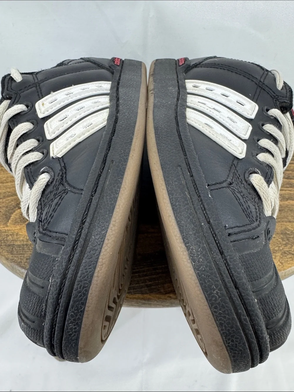 adidas Youth Boys Superstar II Skate Black Leather Sneakers w/ Red Branding, 4.5